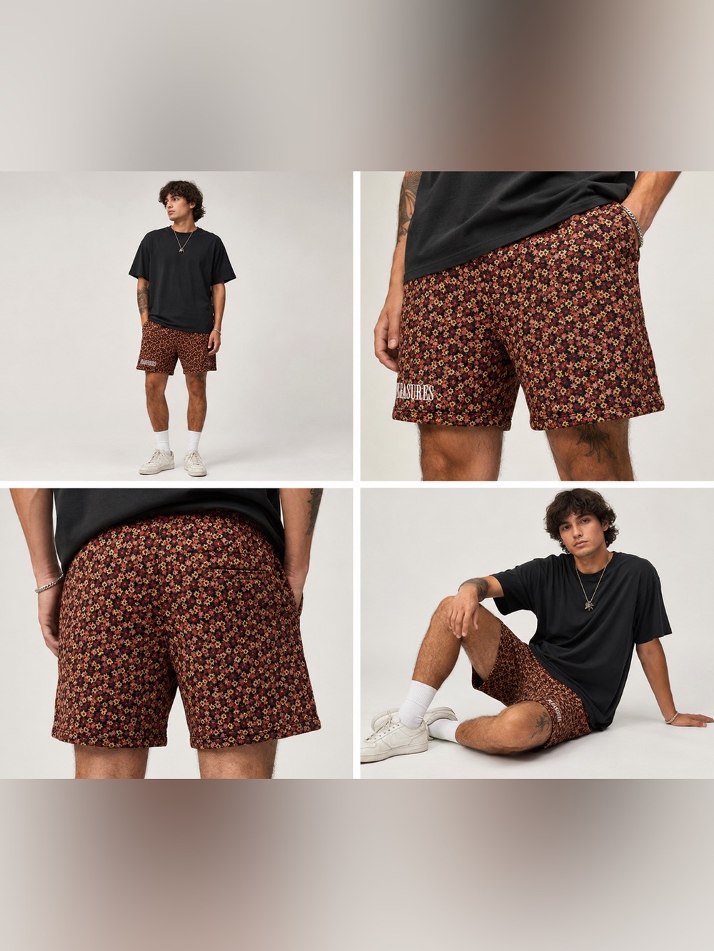 Pleasures NOW Floral Jacquard Shorts Streetwear Embroidered Logo Elastic Waist